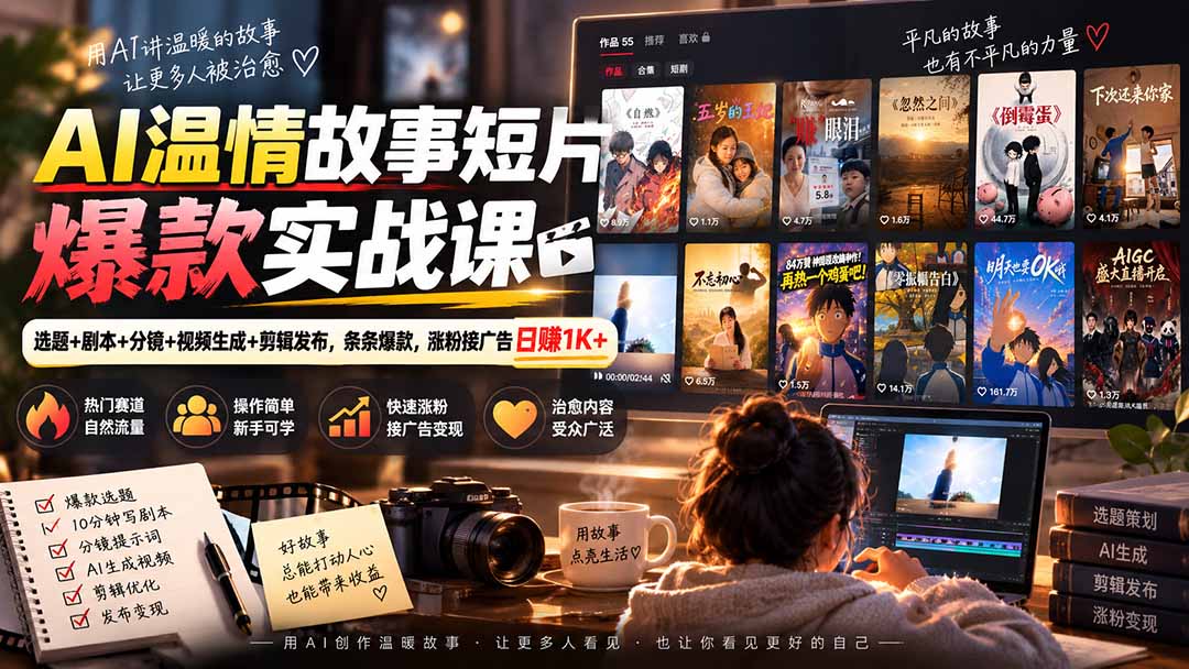 (20477期)AI温情故事短片爆款实战课-更新|选题+剧本+分镜+视频生成+剪辑发布,条条爆款,涨粉接广告日赚1K+ 20260915170308-6aa97a4cf03f8.jpg