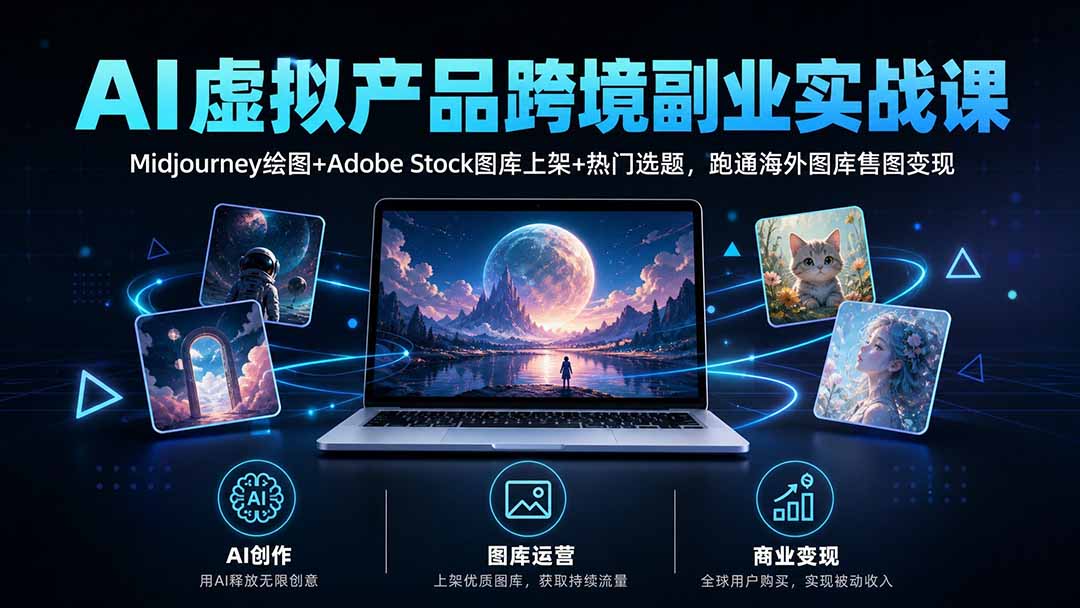 (20514期)AI虚拟产品跨境副业实战课|Midjourney绘图+Adobe Stock图库上架+热门选题,跑通海外图库售图变现 20260917050104-6aab741008c1e.jpg