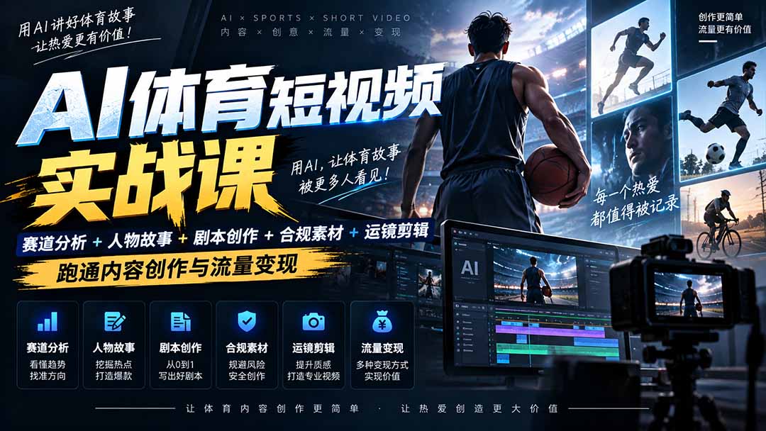 (20515期)AI体育短视频赛道顶级玩法|赛道分析+人物故事+剧本创作+版权处理+运镜剪辑,跑通流量变现-日赚1K+ 20260917050110-6aab7416170c0.jpg