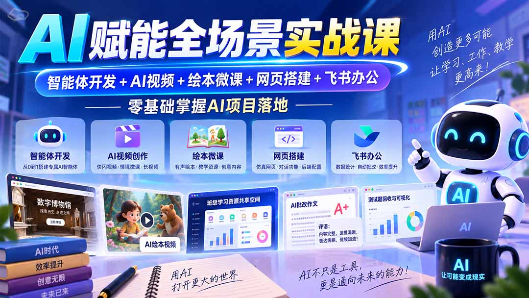 (20517期)AI赋能全场景实战课|智能体开发+AI视频+绘本微课+网页搭建+飞书办公,零基础掌握AI项目落地 20260917070045-6aab901d3c630.jpg
