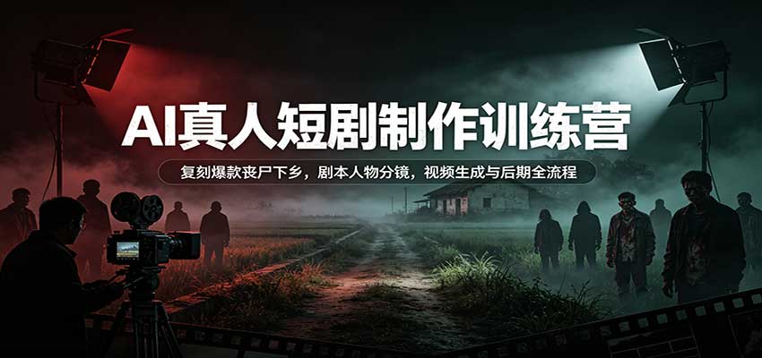 AI真人短剧制作训练营:复刻爆款丧尸下乡,剧本人物分镜,视频生成与后期全流程 20260917070119-6aab903fc245f.jpg