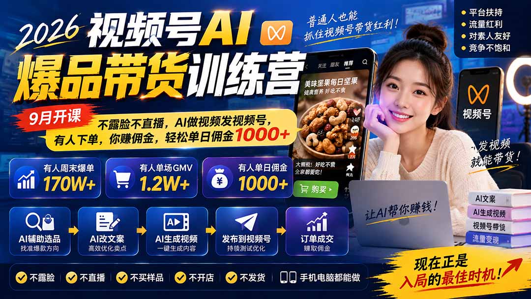 (20537期)2026视频号AI爆品带货训练营-9月开课|不露脸不直播,AI做视频发视频号,有人下单,你赚佣金,轻松单日佣金1000+ 20260918090100-6aacfdcc2002b.jpg