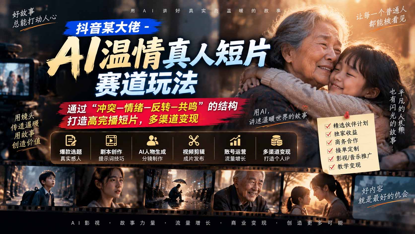 (20538期)抖音某大佬-AI温情真人短片赛道玩法:通过“冲突—情绪—反转—共鸣”的结构打造高完播短片,多渠道变现 20260918090105-6aacfdd1ed0c2.jpg