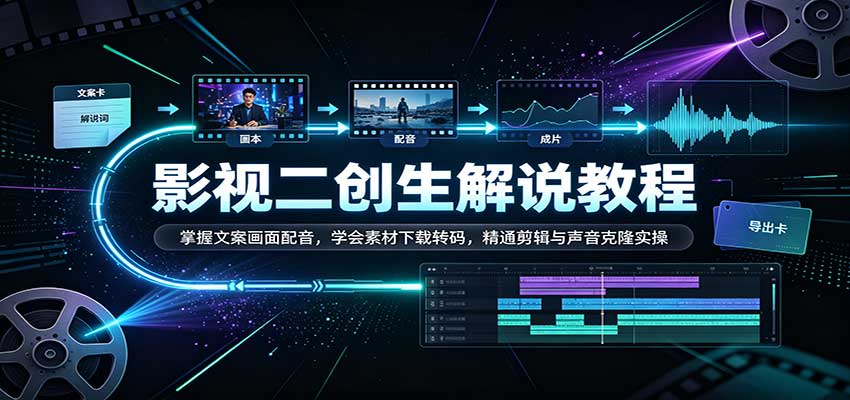 影视二创解说教程:掌握文案画面配音,学会素材下载转码,精通剪辑与声音克隆实操 20260918130024-6aad35e82619c.jpg