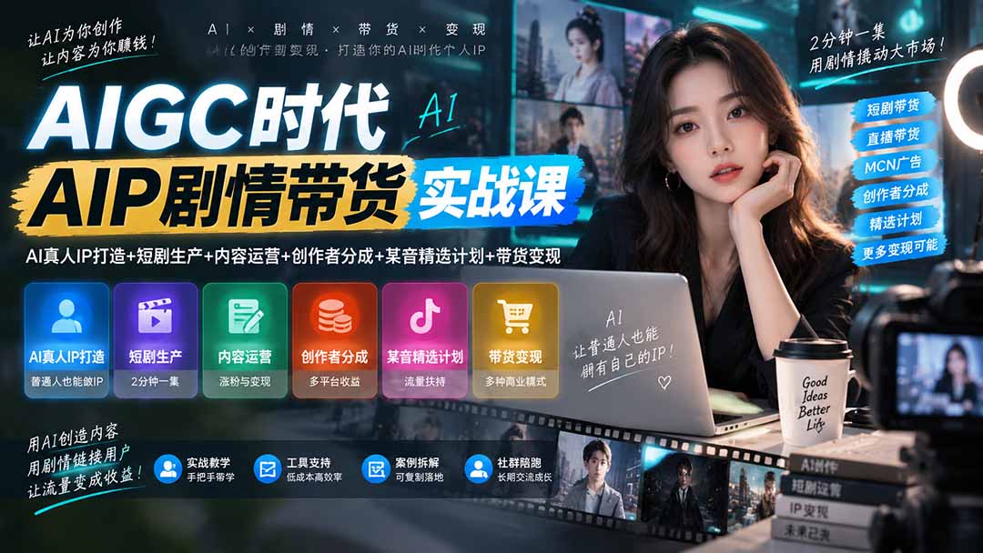 (20567期)AIGC时代AI剧情带货实战课|AI真人IP打造+短剧生产+内容运营+创作者分成、某音精选计划+带货变现 20260920050252-6aaf68fc032d3.jpg