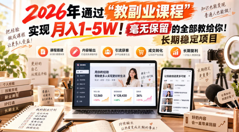 2026年通过“教副业”实现月入1-5W!毫无保留的全部教给你!长期稳定项目 20260920090035-6aafa0b34e096.jpg