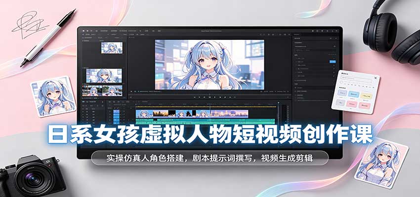 日系女孩虚拟人物短视频创作课:实操仿真人角色搭建,剧本提示词撰写,视频生成剪辑 20260921070033-6ab0d611c602b.jpg