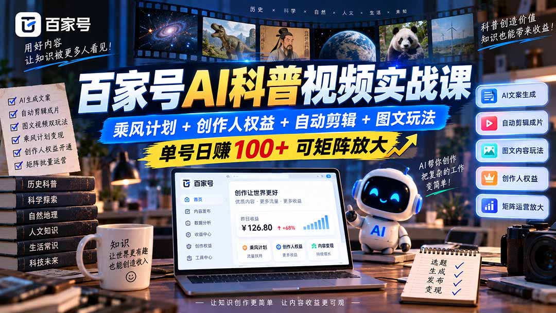 (20579期)百家号AI科普视频实战课:乘风计划+创作人权益+自动剪辑+图文玩法,单号日赚100+可矩阵放大 20260921130055-6ab12a871064d.jpg
