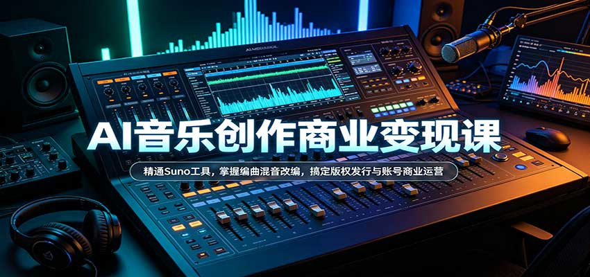 AI音乐创作商业变现课:精通Suno工具,掌握编曲混音改编,搞定版权发行与账号商业运营 20260922070042-6ab2279ace24f.jpg