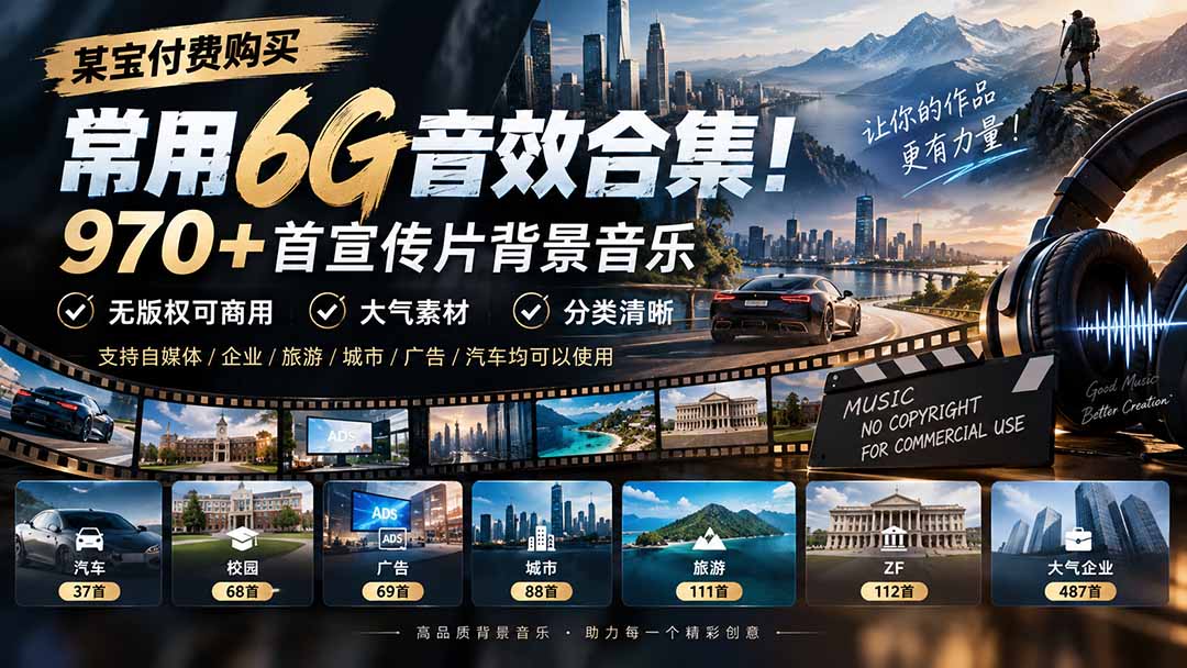 (20603期)某宝付费购买,常用6G音效合集!970+首宣传片背景音乐,无版权可商用大气素材,分类清晰 20260923030155-6ab341236b80a.jpg