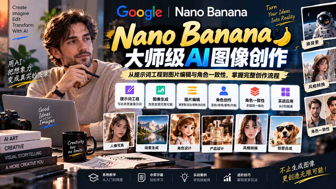(20609期)【无水印】Nano Banana大师级AI图像实战课:从提示词工程到图片编辑与角色一致性,掌握完整创作流程 20260923050208-6ab35d50a23e6.jpg