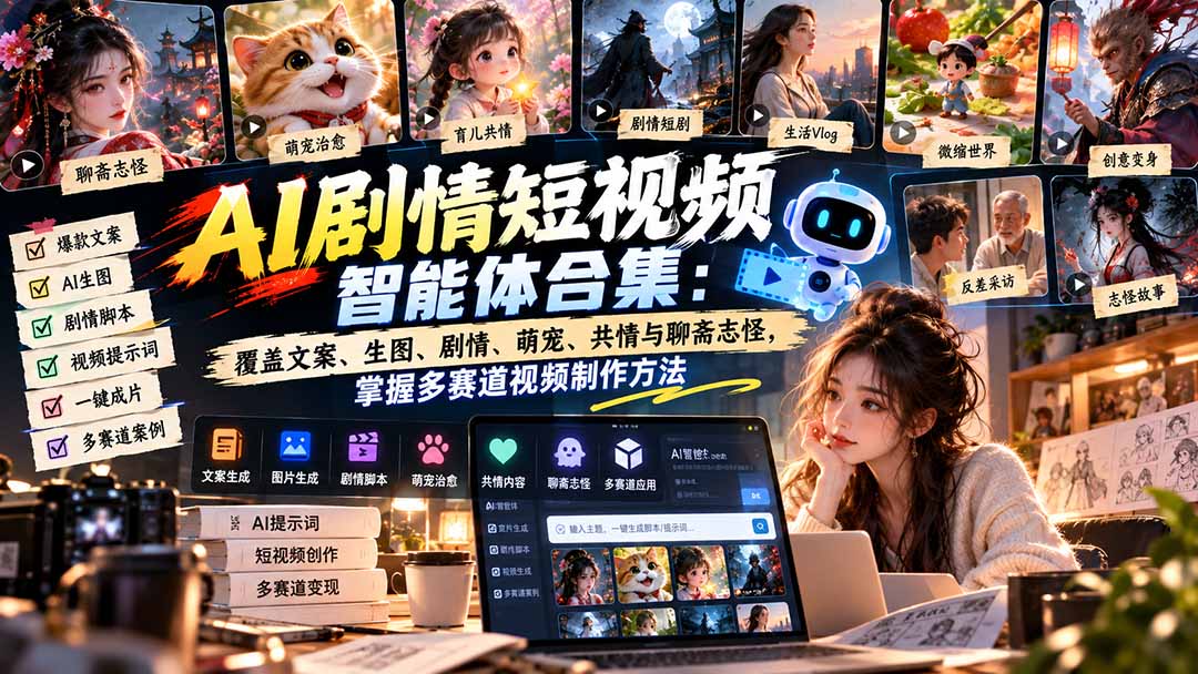 (20644期)【无水印】AI剧情短视频智能体合集:覆盖文案、生图、剧情、萌宠、共情与聊斋志怪,掌握多赛道视频制作方法 20260925030056-6ab5e3e861e13.jpg