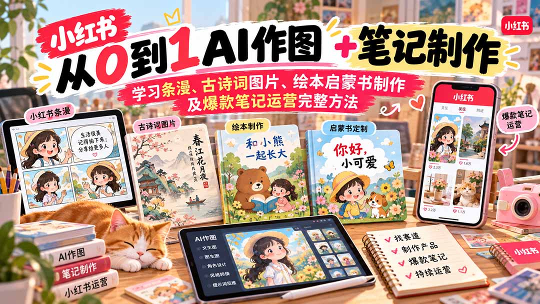 (20655期)2026小红书AI内容创作从0到1:学习条漫、古诗词图片、绘本启蒙书制作及爆款笔记运营完整方法 20260926050058-6ab7518a69851.jpg