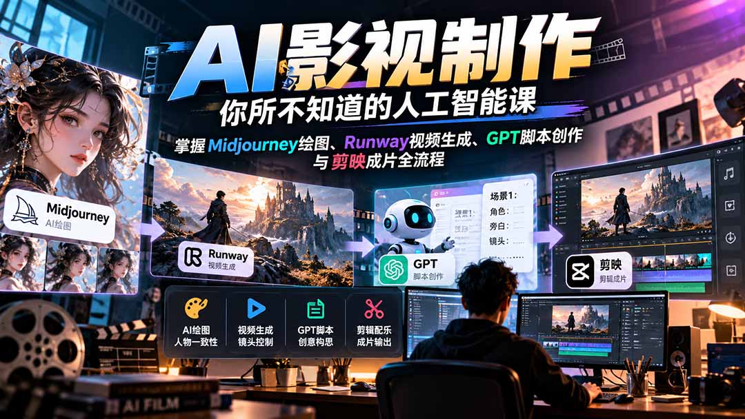 (20681期)AI影视制作-你所不知道的人工智能课,掌握Midjourney绘图、Runway视频生成、GPT脚本创作与剪映成片全流程 20260927110054-6ab8f7664d7fa.jpg