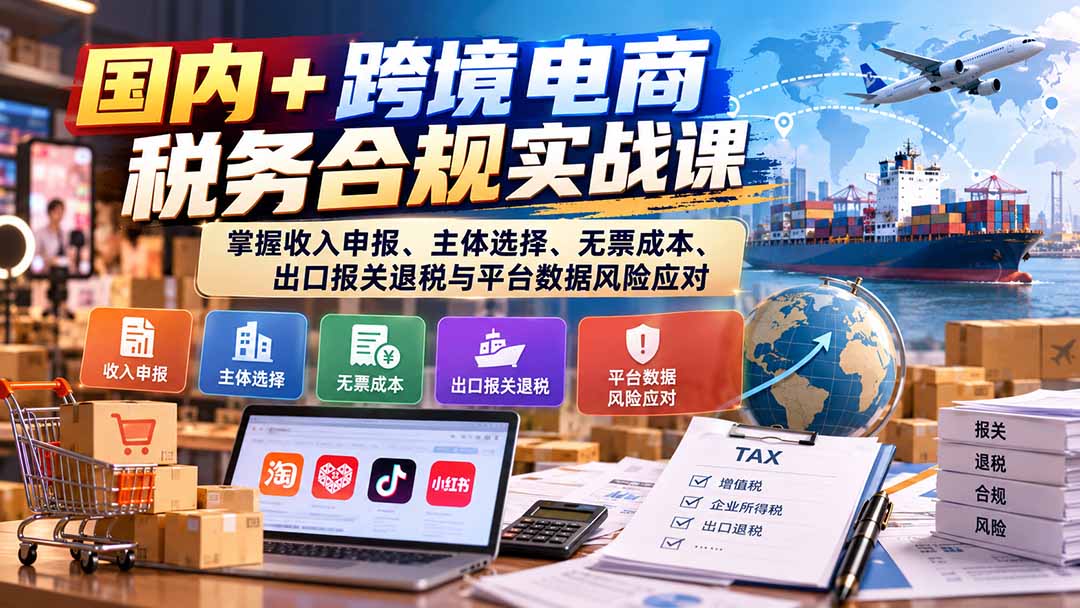 (20686期)国内+跨境电商税务合规实战课:掌握收入申报、主体选择、无票成本、出口报关退税与平台数据风险应对 20260927130151-6ab913bf6c8d8.jpg