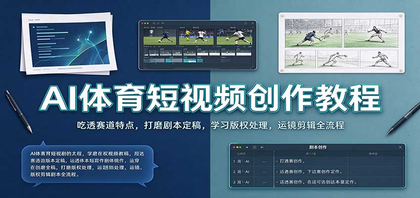 AI体育短视频创作教程:吃透赛道特点,打磨剧本定稿,学习版权处理,运镜剪辑全流程 20260928070105-6aba10b177637.jpg