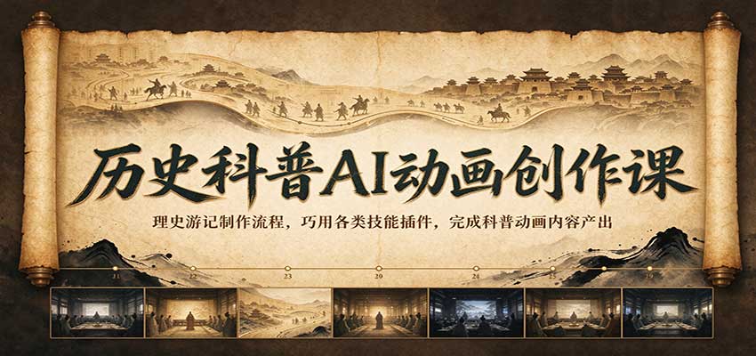 历史科普AI动画创作课:理史游记制作流程,巧用各类技能插件,完成科普动画内容产出 20260928110035-6aba48d3657a4.jpg