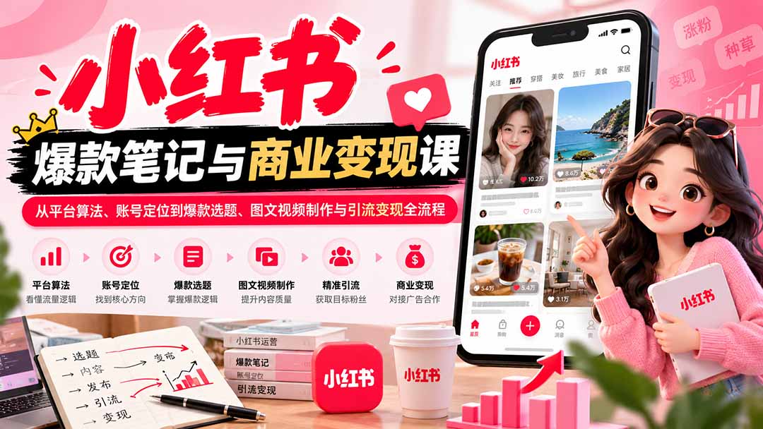 (20709期)2026小红书爆款笔记与商业变现课:从平台算法、账号定位到爆款选题、图文视频制作与引流变现全流程 20260929030107-6abb29f38500c.jpg