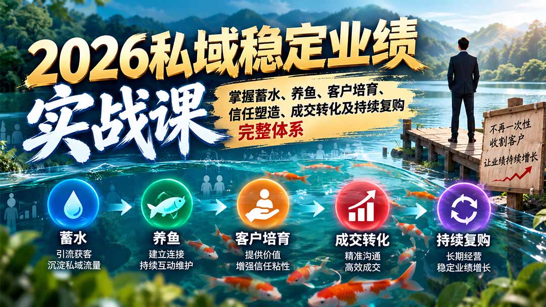 (20710期)2026私域稳定业绩实战课:掌握蓄水、养鱼、客户培育、信任塑造、成交转化及持续复购完整体系 20260929030115-6abb29fb1a9f3.jpg