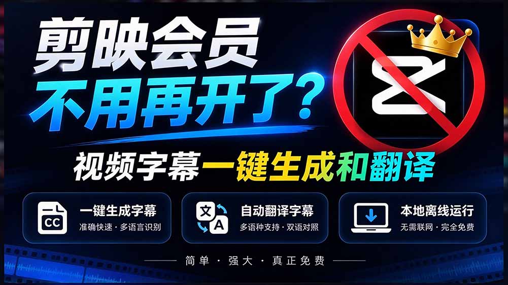 (20728期)剪映会员不用再开了?视频字幕一键生成加翻译,本地离线运行,完全免费,超快速高精度,字幕大师 20260930050127-6abc97a791c52.jpg