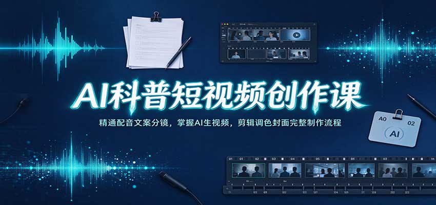 AI科普短视频创作课:精通配音文案分镜,掌握AI生视频,剪辑调色封面完整制作流程 20260930090057-6abccfc91bb93.jpg