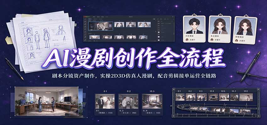 AI漫剧创作全流程:剧本分镜资产制作,实操2D3D仿真人漫剧,配音剪辑接单运营全链路 20261001070049-6abe05213a16d.jpg