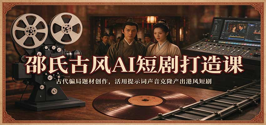 邵氏古风AI短剧打造课:古代骗局题材创作,活用提示词声音克隆产出港风短剧 20261002070109-6abf56b54cede.jpg