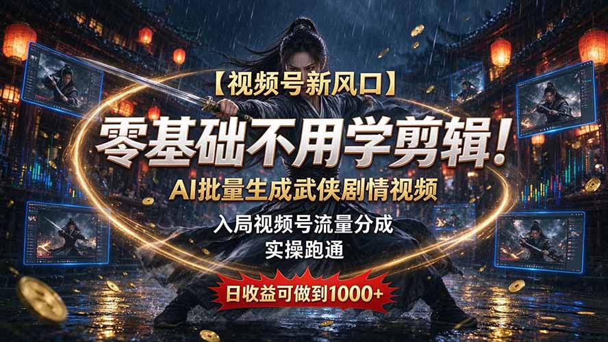 (20780期)【视频号新风口】零基础不用学剪辑!AI 批量生成武侠剧情视频,入局视频号流量分成,实操跑通,日收益可做到 1000+ 20261003030045-6ac06fdd76ad5.jpg