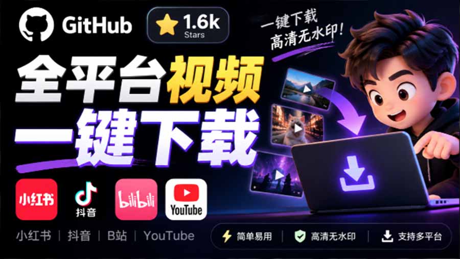(20785期)GitHub 上 1.6k stars 开源下载器,界面清爽免费用,小红书某音B站youtube视频一键保存 Videdown 20261003050145-6ac08c392a56b.jpg
