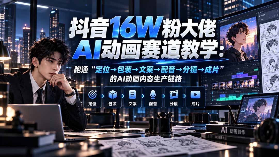 (20791期)抖音16W粉大佬规则门禁AI动画赛道教学:跑通“定位→包装→文案→配音→分镜→成片”的AI动画内容生产链路 20261003110051-6ac0e0637b75d.jpg