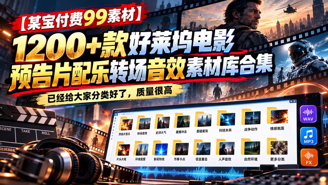 (20797期)【某宝付费99素材】1200+款好莱坞电影预告片配乐转场音效素材库合集 20261004030132-6ac1c18c8e0a8.jpg
