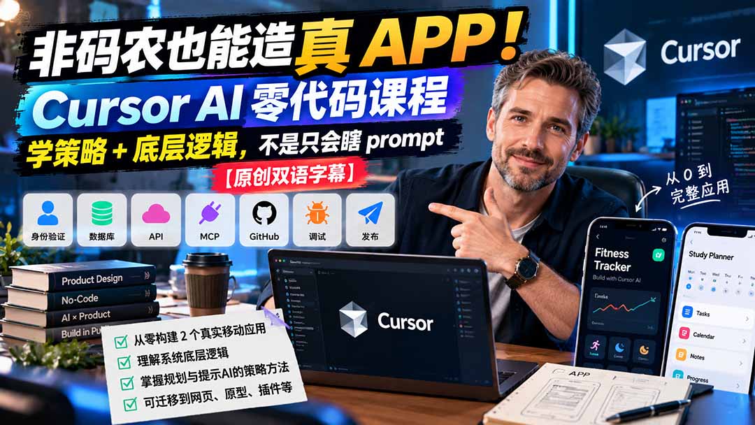 (20810期)非码农也能造真 APP!Cursor AI 零代码课程:学策略 + 底层逻辑,不是只会瞎 prompt【原创双语字幕】 20261004090031-6ac215af60ad9.jpg
