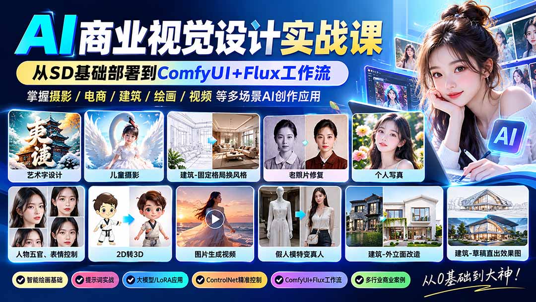 (20824期)【无水印】AI商业视觉设计实战课:从SD基础部署到ComfyUI+Flux工作流,掌握摄影电商建筑AI创作 20261005050245-6ac32f7538d55.jpg