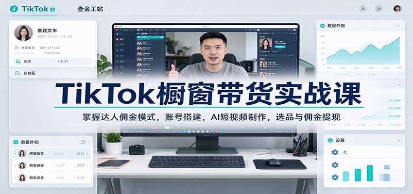 TikTok橱窗带货实战课:掌握达人佣金模式,账号搭建,AI短视频制作,选品与佣金提现 20261005170106-6ac3d7d2725e4.jpg