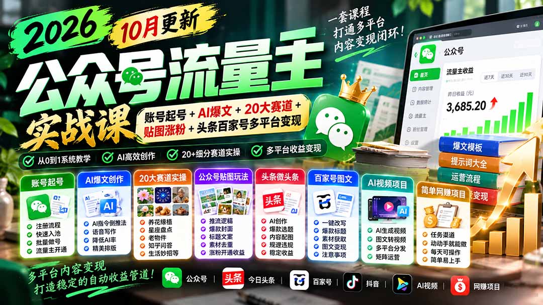(20878期)2026公众号流量主实战课-10月更新:账号起号+AI爆文+20大赛道+贴图涨粉+头条百家号多平台变现 20261009130045-6ac8e57db6667.jpg