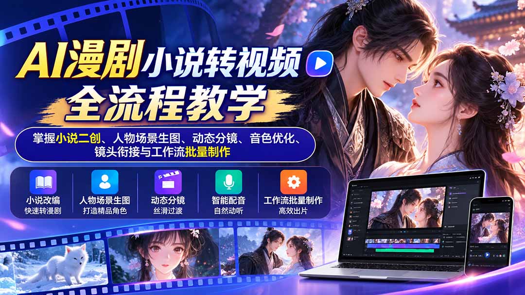 (20880期)AI漫剧小说转视频全流程教学:掌握小说二创、人物场景生图、动态分镜、音色优化、镜头衔接与工作流批量制作 20261009150028-6ac9018cf1c9d.jpg