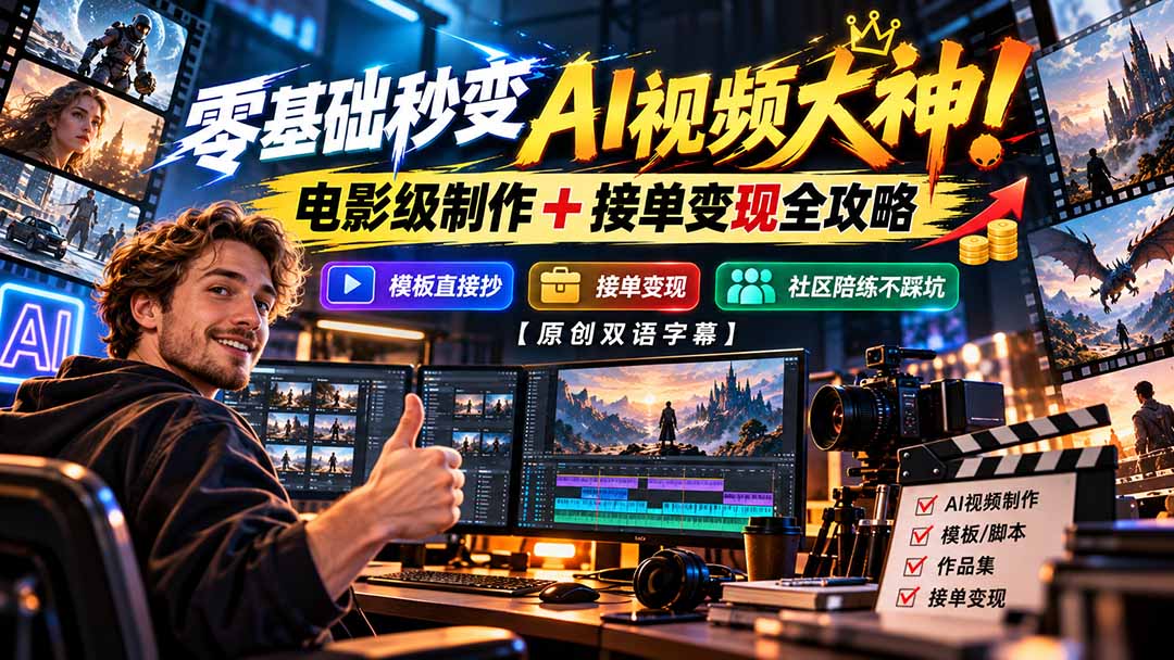 (20897期)零基础秒变AI视频大神!电影级制作 + 接单变现全攻略,模板直接抄,社区陪练不踩坑【原创双语字幕】 20261011030056-6acafbe855431.jpg