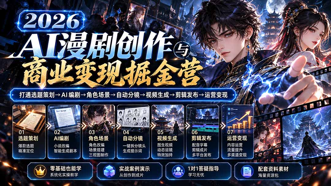 (20906期)【无水印】2026AI漫剧创作与商业变现掘金营:打通选题→AI编剧→角色场景→自动分镜→视频生成→剪辑发布→运营变现 20261011070044-6acb341ceb995.jpg