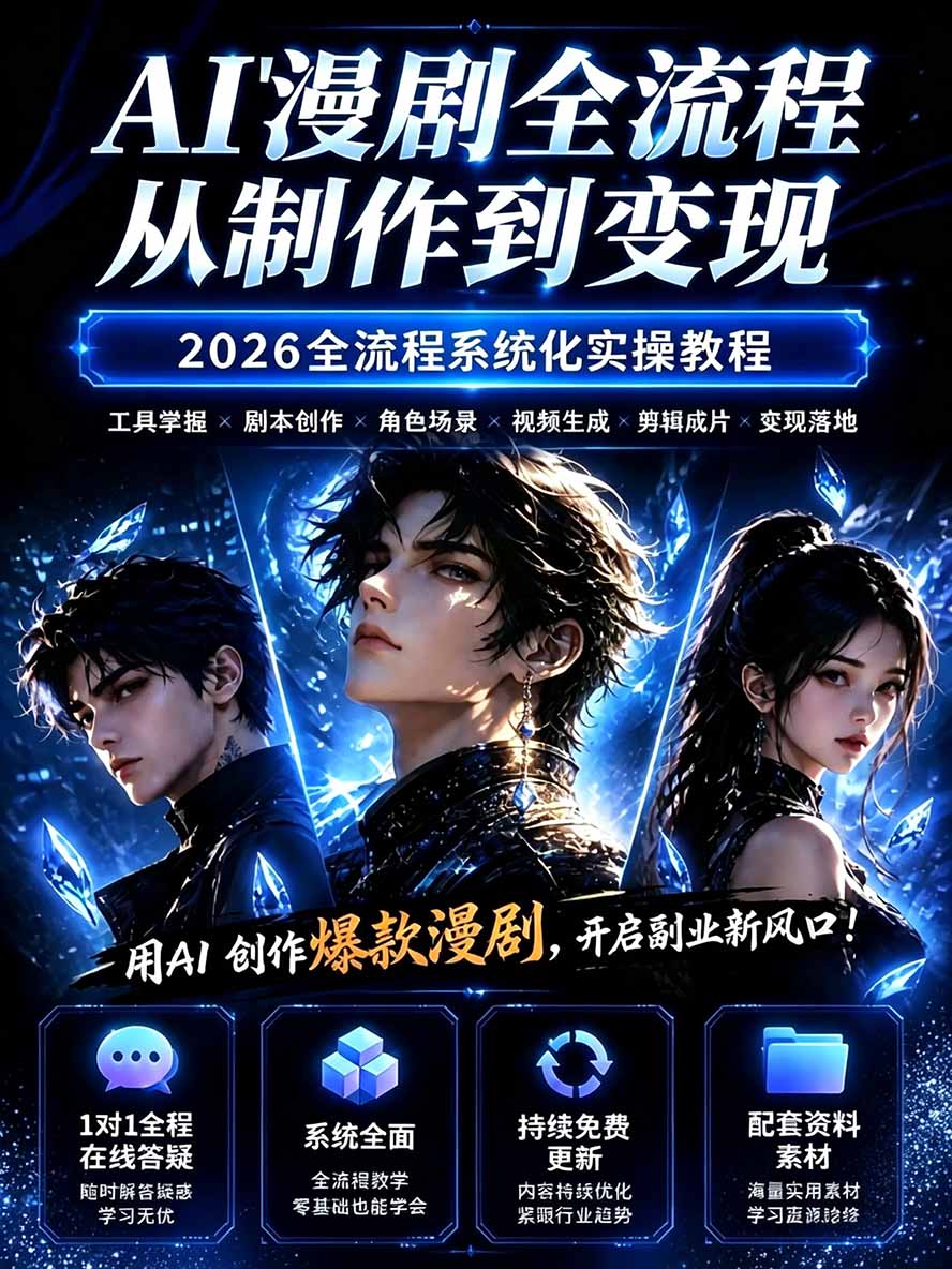 (20906期)【无水印】2026AI漫剧创作与商业变现掘金营:打通选题→AI编剧→角色场景→自动分镜→视频生成→剪辑发布→运营变现 20261011070045-6acb341d2bcf7.jpg