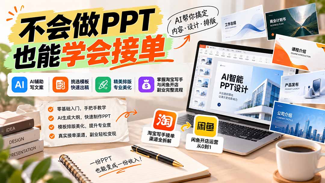(20945期)不会做PPT也能学会接单:AI辅助写文案、挑模板、做排版,掌握淘宝写手与闲鱼开店副业完整流程 20261013130208-6ace2bd05f8db.jpg