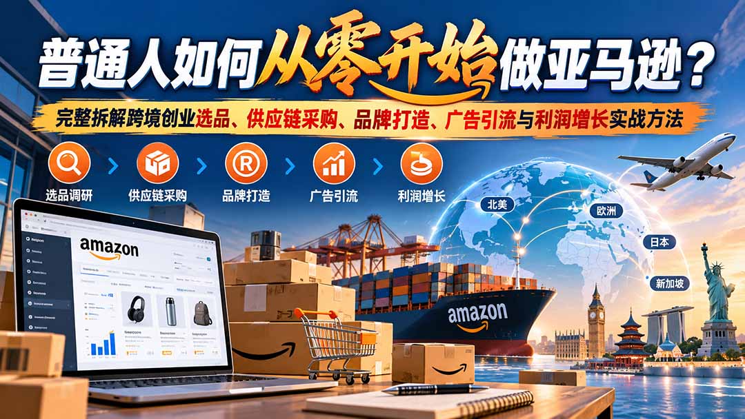 (20953期)普通人如何从零开始做亚马逊?完整拆解跨境创业选品、供应链采购、品牌打造、广告引流与利润增长实战方法 20261014050115-6acf0c9b45485.jpg