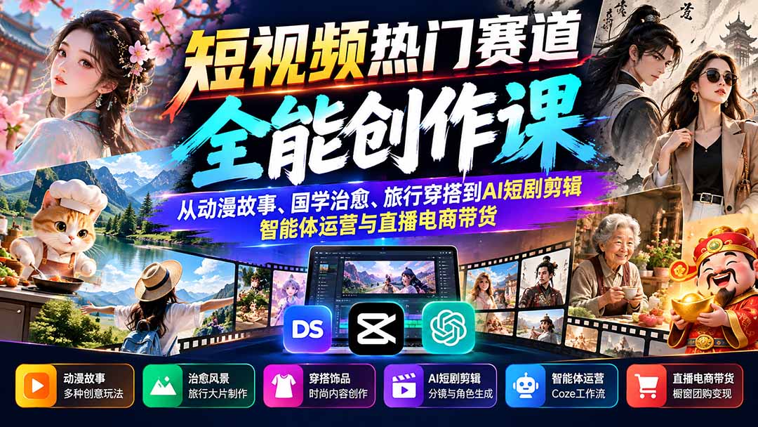 (20956期)短视频热门赛道全能创作课:从动漫故事、国学治愈、旅行穿搭到AI短剧剪辑、智能体运营与直播电商带货 20261014050138-6acf0cb27dd64.jpg