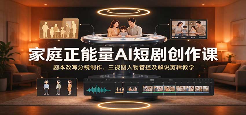 家庭正能量AI短剧创作课:剧本改写分镜制作,三视图人物管控及解说剪辑教学 20261014070107-6acf28b346f96.jpg