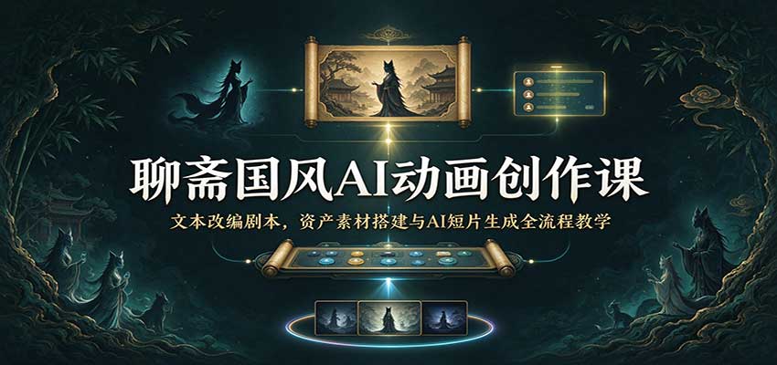 聊斋国风AI动画创作课:文本改编剧本,资产素材搭建与AI短片生成全流程教学 20261014070116-6acf28bc6741b.jpg
