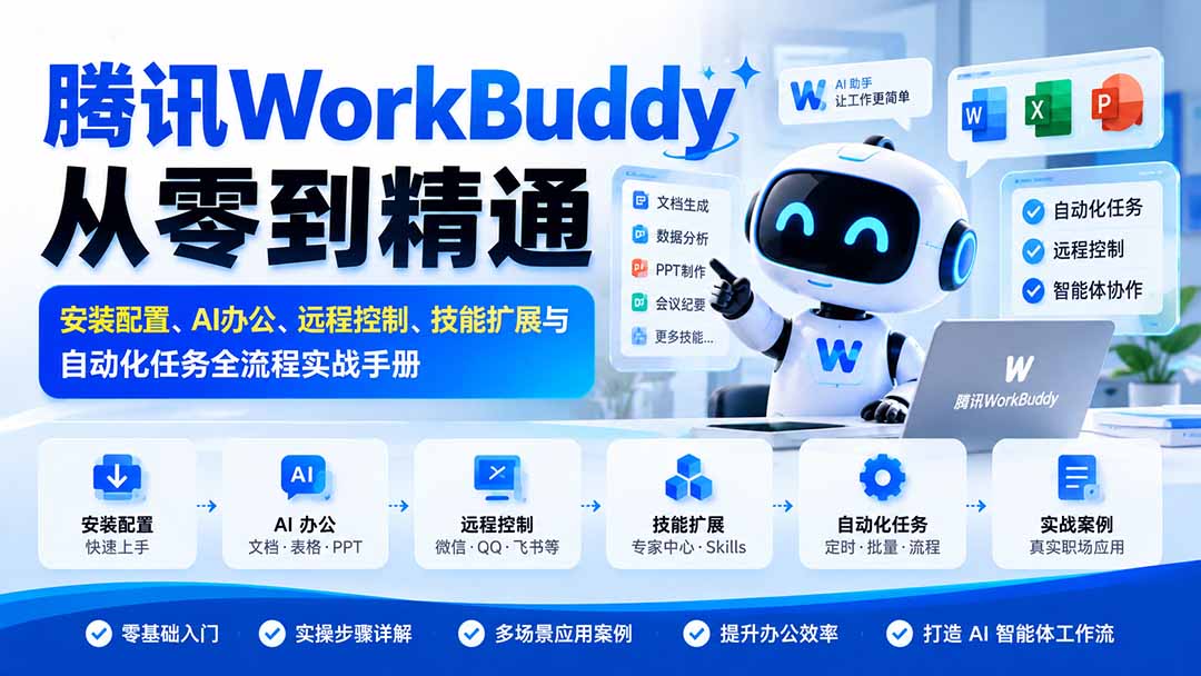 (20977期)腾讯WorkBuddy从零到精通:安装配置、AI办公、远程控制、技能扩展与自动化任务全流程实战手册 20261015070140-6ad07a54adf7e.jpg