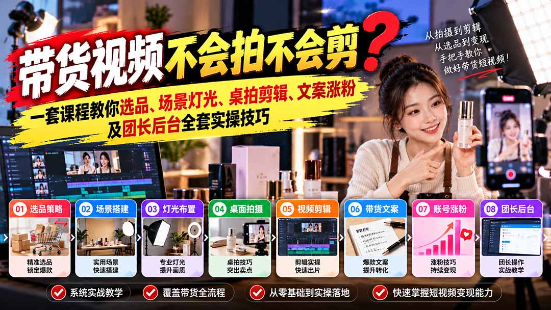 (20980期)带货视频不会拍不会剪?一套课程教你选品、场景灯光、桌拍剪辑、文案涨粉及团长后台全套实操技巧 复制标题 20261015070205-6ad07a6d6f471.jpg