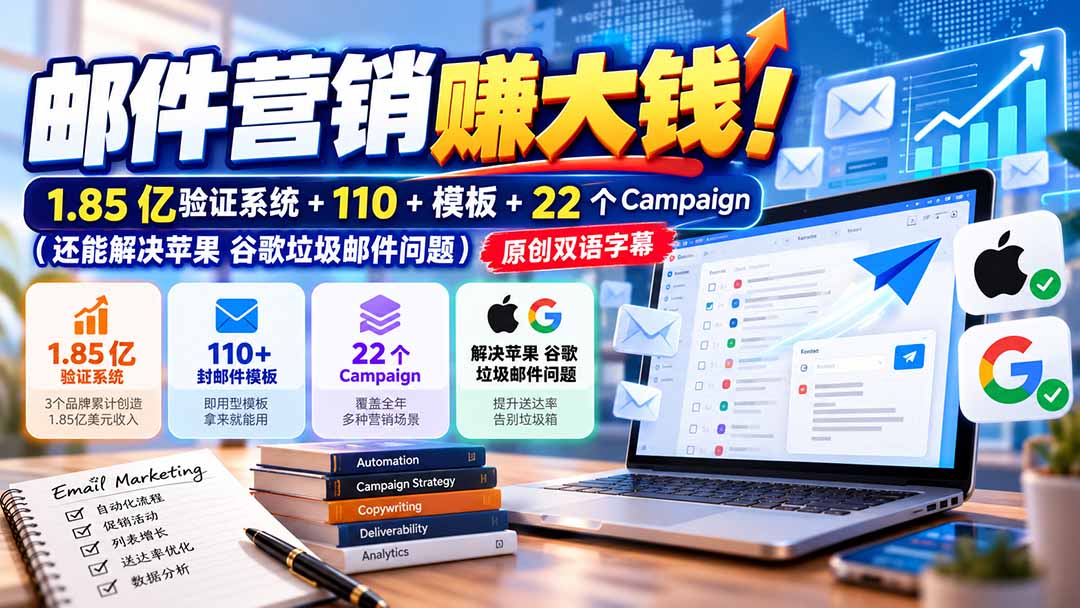 (20984期)邮件营销赚大钱!1.85亿验证系统+110+模板+22个Campaign(还能解决苹果 谷歌垃圾邮件问题)【原创双语字幕】 20261015170034-6ad106b28530a.jpg