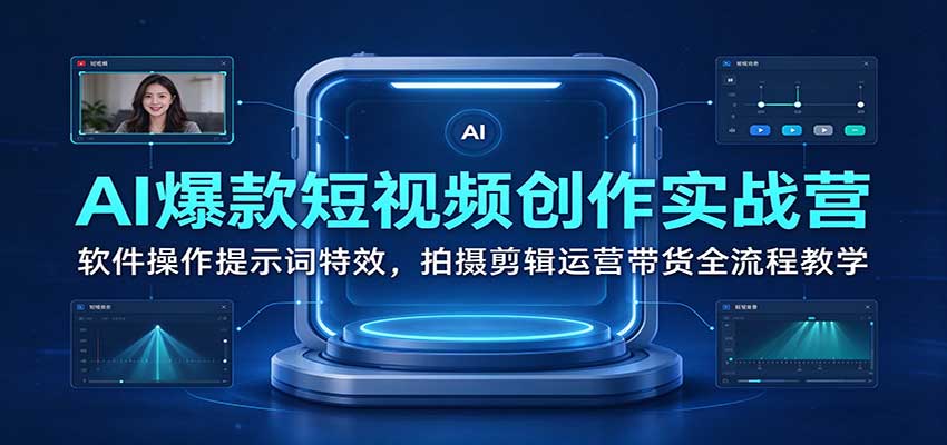 AI爆款短视频创作实战营:软件操作提示词特效,拍摄剪辑运营带货全流程教学 20261016050054-6ad1af86575a8.jpg