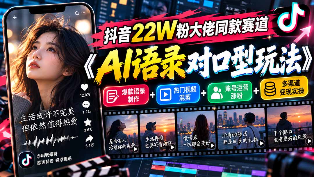 (20990期)抖音22W粉大佬同款赛道《AI语录对口型玩法》:爆款语录制作+热门视频混剪+账号运营涨粉+多渠道变现实操 20261016050110-6ad1af9647ea5.jpg