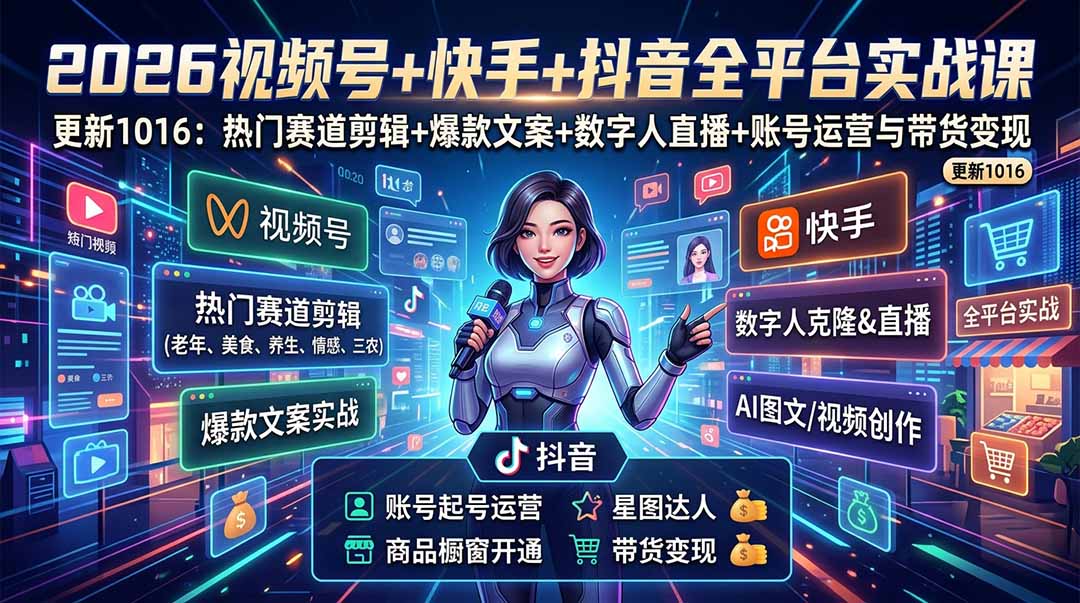 (20997期)视频号+快手+抖音三大平台的全栈剪辑+数字人直播实战课-3月更新:快速实现短视频变现 20261016110032-6ad203d0ea8aa.jpg